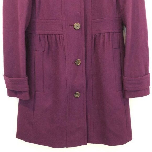 J.Crew Factory Size 6 Skirted Dress Coat Peacoat Wool Purple Mid Length Tailored - Picture 4 of 8